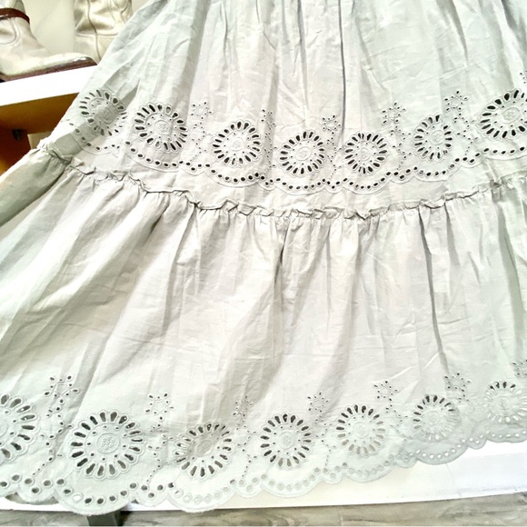 Stunning Sage green prairie eyelit boho dress country shabby chic farmhouse vibe - Picture 4 of 12